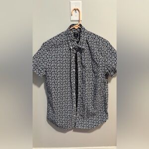 JCrew Flex Washed Mens Slim Fit Short Sleeve ButtonDown Floral Print Dress Shirt